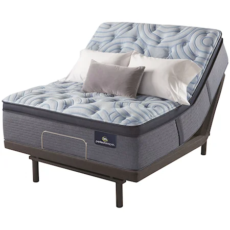 Queen 17 1/2" Medium Pillow Top Encased Coil Mattress and Motion Essentials IV Adjustable Base